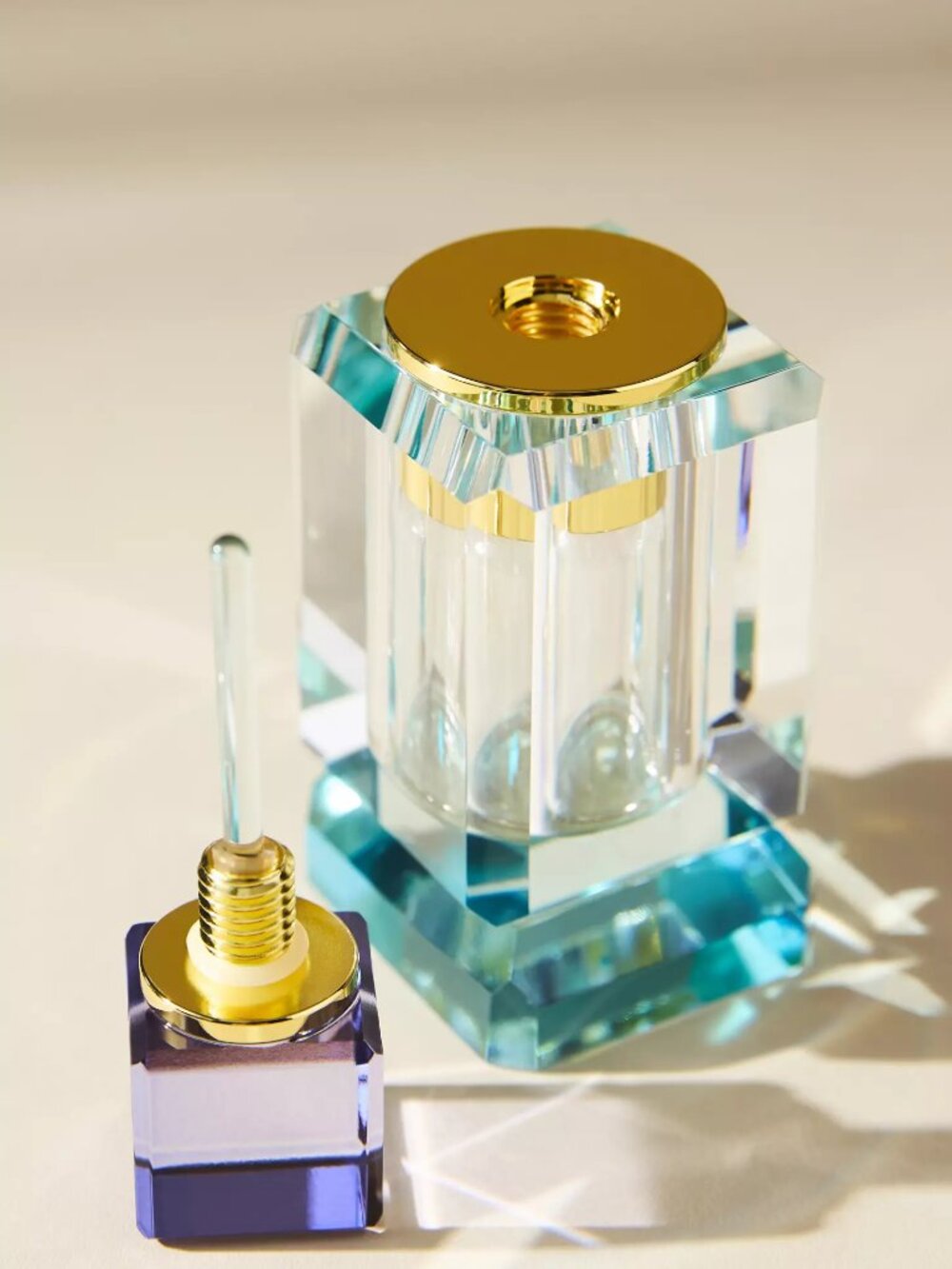 Anthropologie Decorative Cut Glass Perfume Bottle NWT - Picture 2 of 7